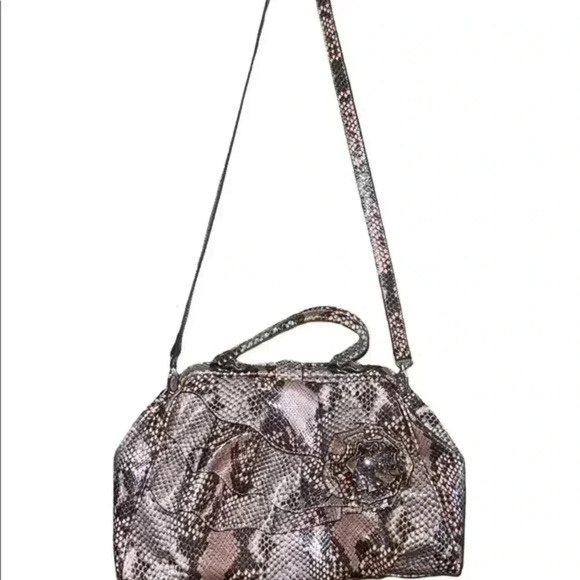 NICOLE MILLER LEATHER ANIMAL PRINT SATCHEL/CROSSBODY PURSE - BEAUTIFUL . - Picture 1 of 10